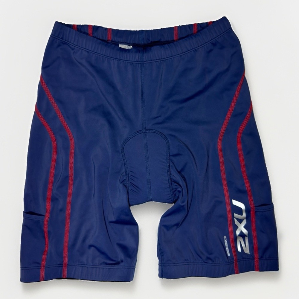 2XU Men's Cycling Bike Shorts Medium Blue Red Padded Chamois Australia